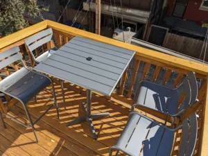 small outdoor metal deck chairs and table assembled NW DC